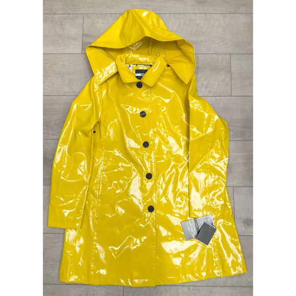 NWT JANE POST YELLOW ICONIC PRINCESS RAIN SLICKER COAT RAINCOAT JACKET SZ M - Picture 3 of 8